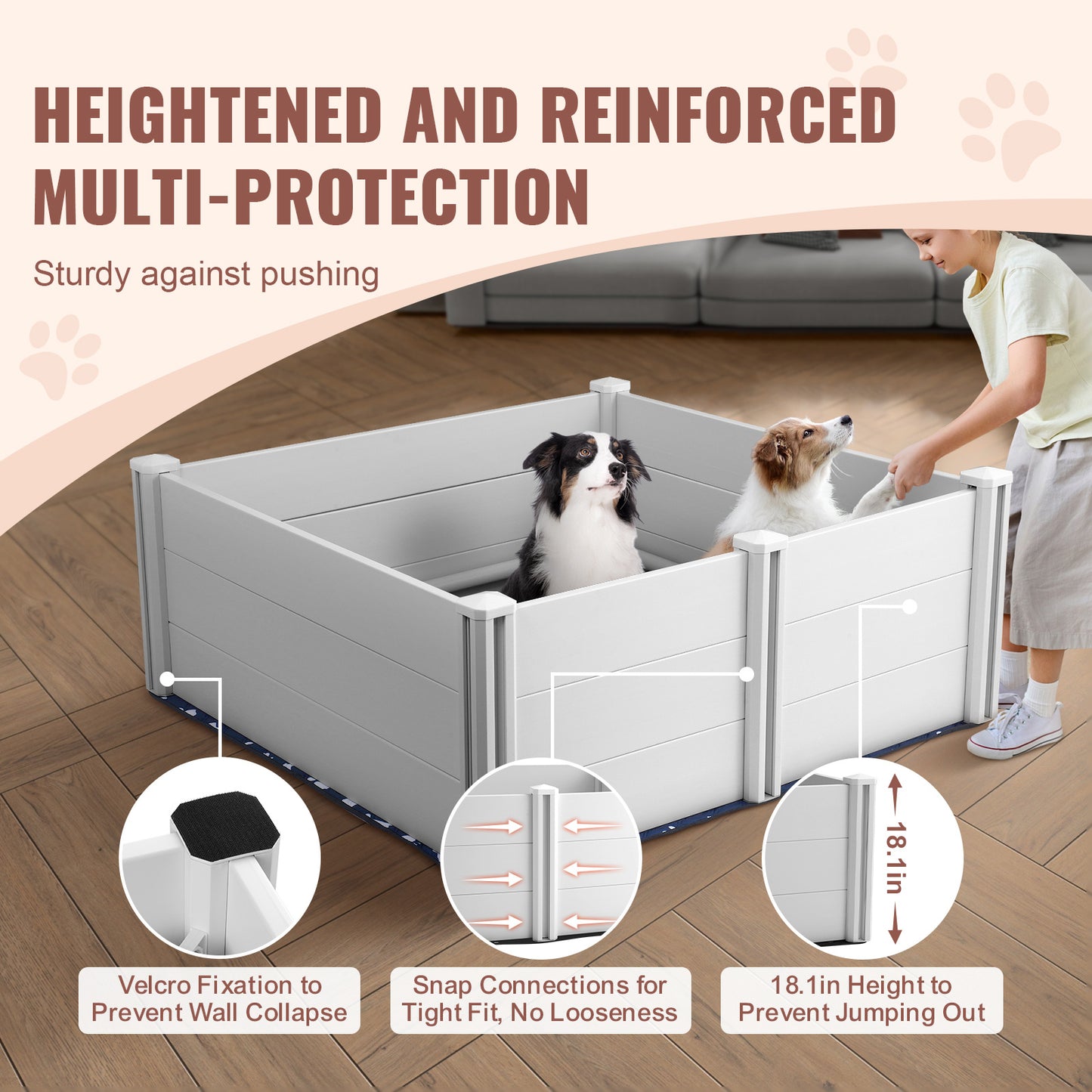 VEVOR Dog Whelping Box 48 X 48 X 18.1in PVC With Rails Pee Pad For Dogs Puppies