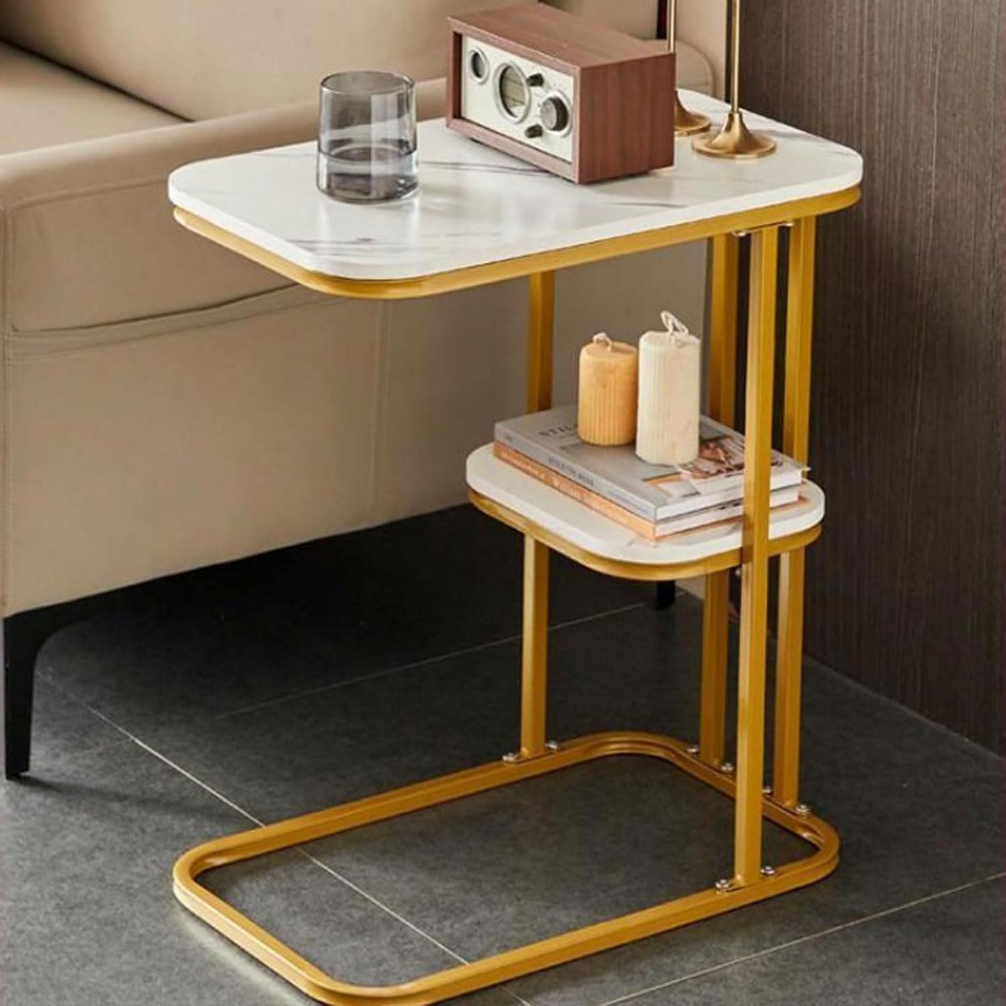 C-shaped Coffee Table, Suitable For Sofa Bed, Small Space, Living Room, Bedroom- Prohibition Of Selling On The Amazon Platform-It Does Not Ship On Weekends