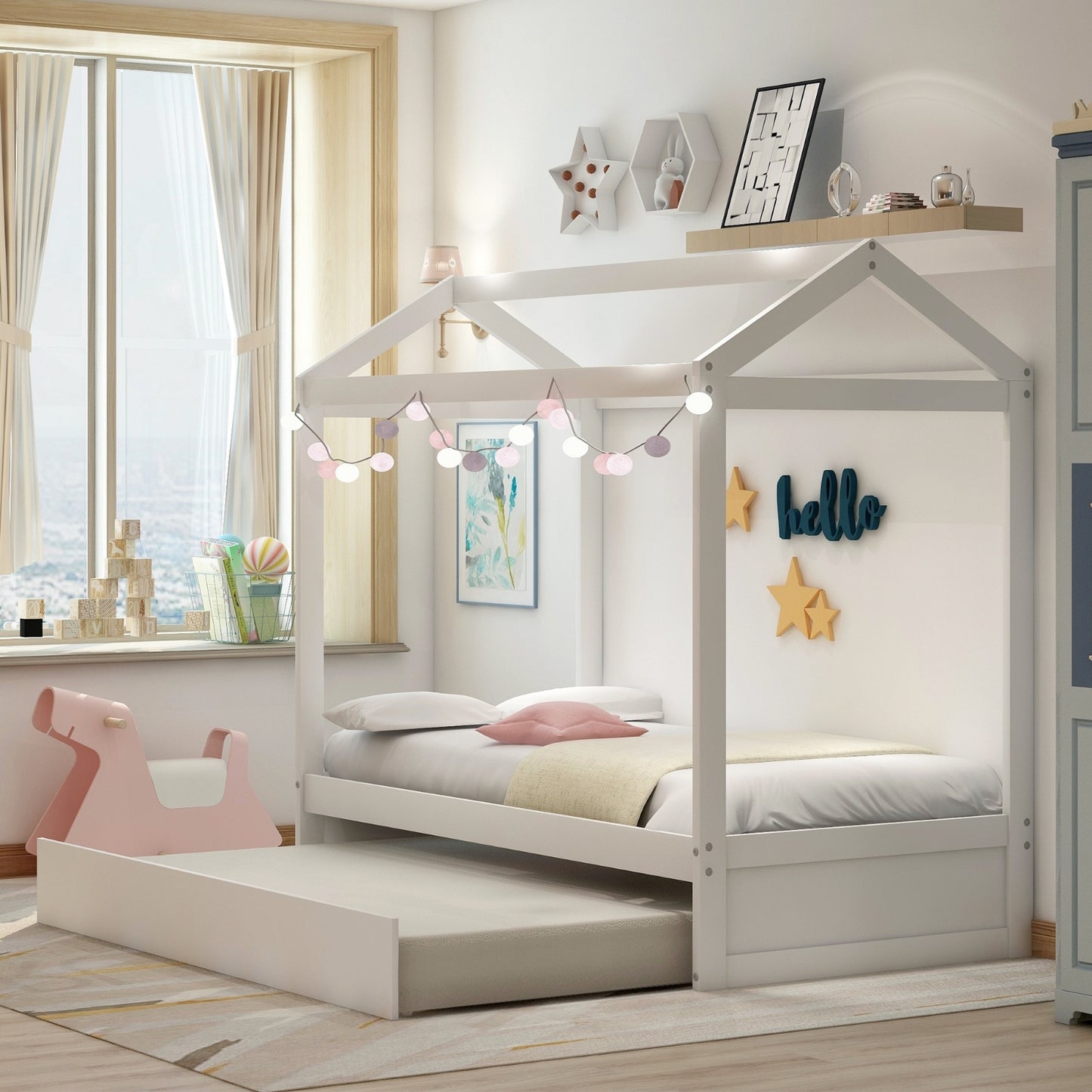White Can Decorate The Bed Of A House With A Trunk