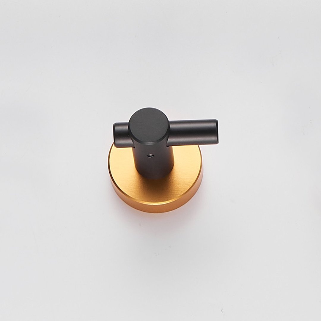 Round Base Wall Hanging Hook With Screws- Black Gold Hook, 2 Pack, For Entry Shoe Cabinet, Wardrobe Bathroom Bedroom Furniture Hardware