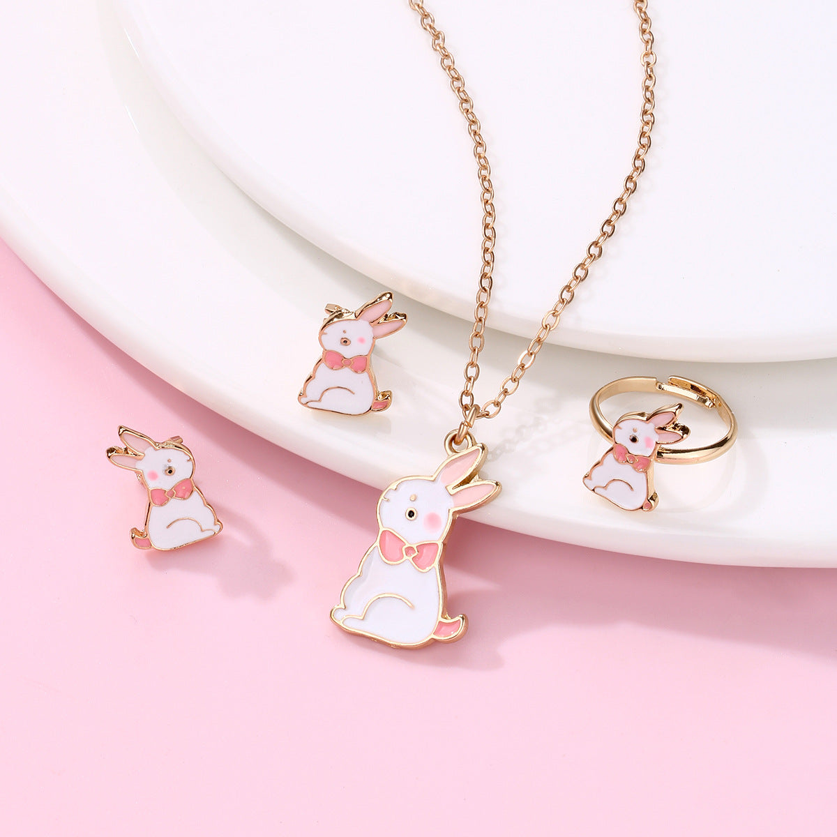 Girls Sisters Suit Rabbit Pendant