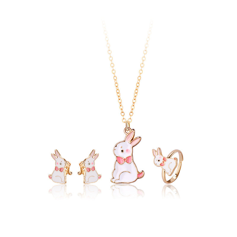 Girls Sisters Suit Rabbit Pendant