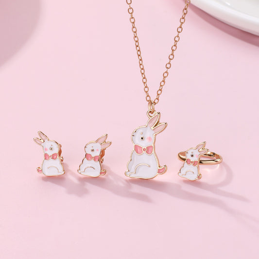 Girls Sisters Suit Rabbit Pendant
