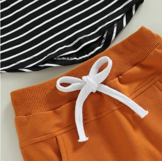 Fashion Personality Boy Striped Printing Suit