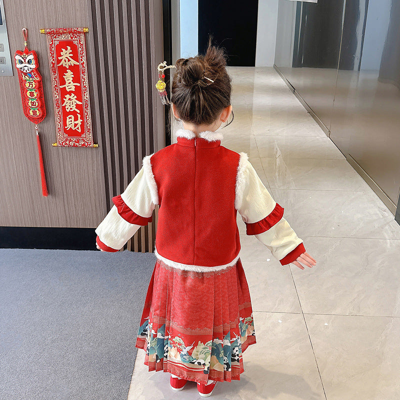 Girls' Horse-face Skirt Clothes Suit Winter