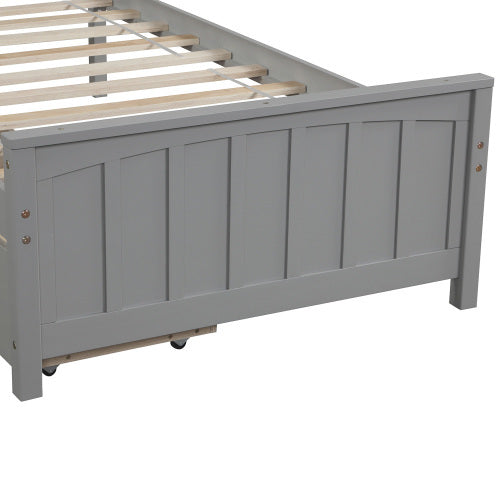 Twin Size Platform Bed With Two Drawers, Gray