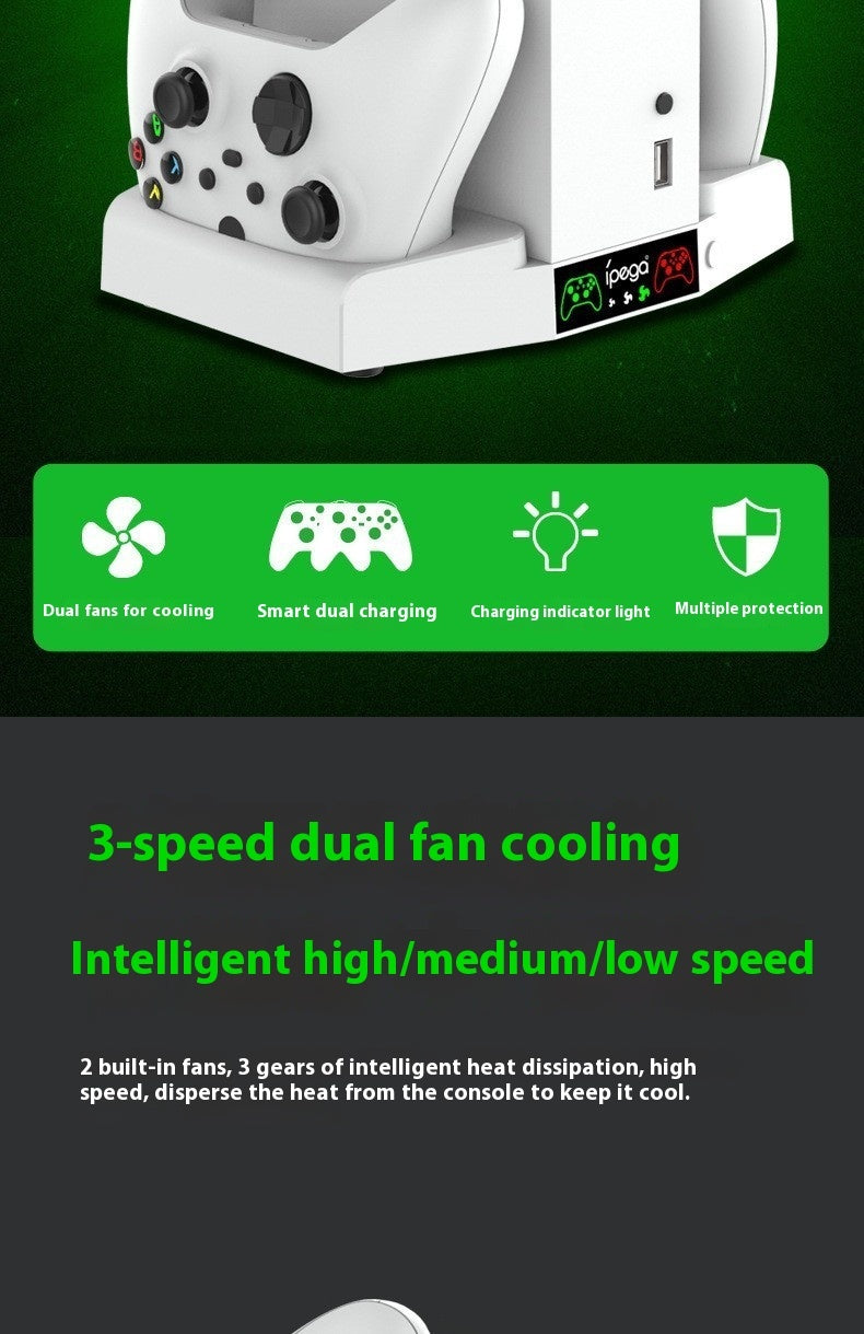 Host Multi-function Charging Cooler Pad Fan Support Earphone Hook Colorful Light