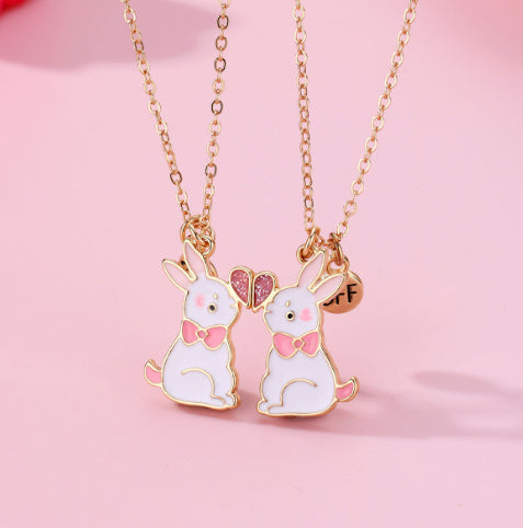 Girls Sisters Suit Rabbit Pendant