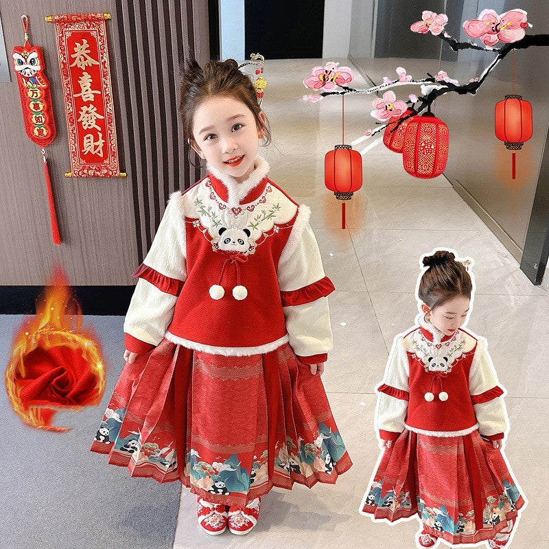 Girls' Horse-face Skirt Clothes Suit Winter