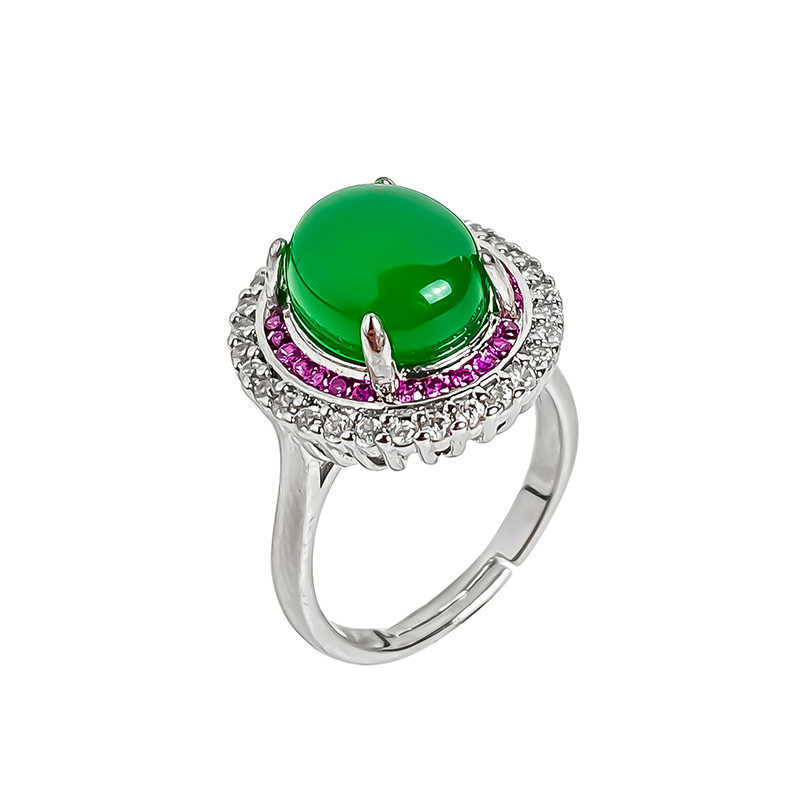 Women's Inlaid Emerald Ring Earrings