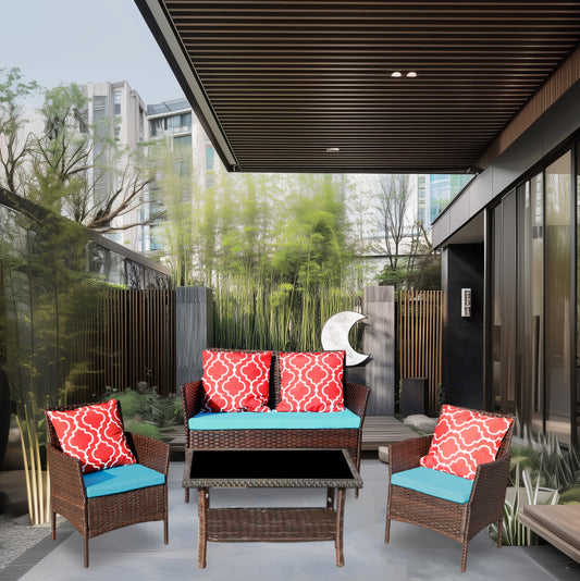Outdoor Recreation, Courtyard Garden, Rattan Table And Chair Combination