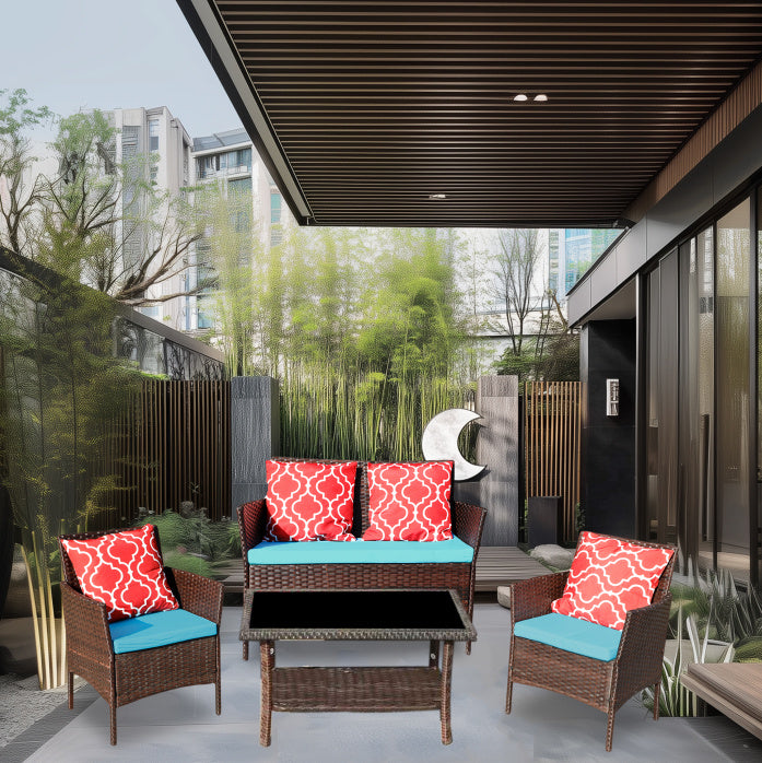 Outdoor Recreation, Courtyard Garden, Rattan Table And Chair Combination
