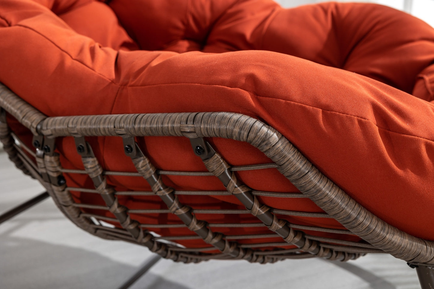 Outdoor Rattan Rocking Chair With Padded Cushion For Porch & Living Room