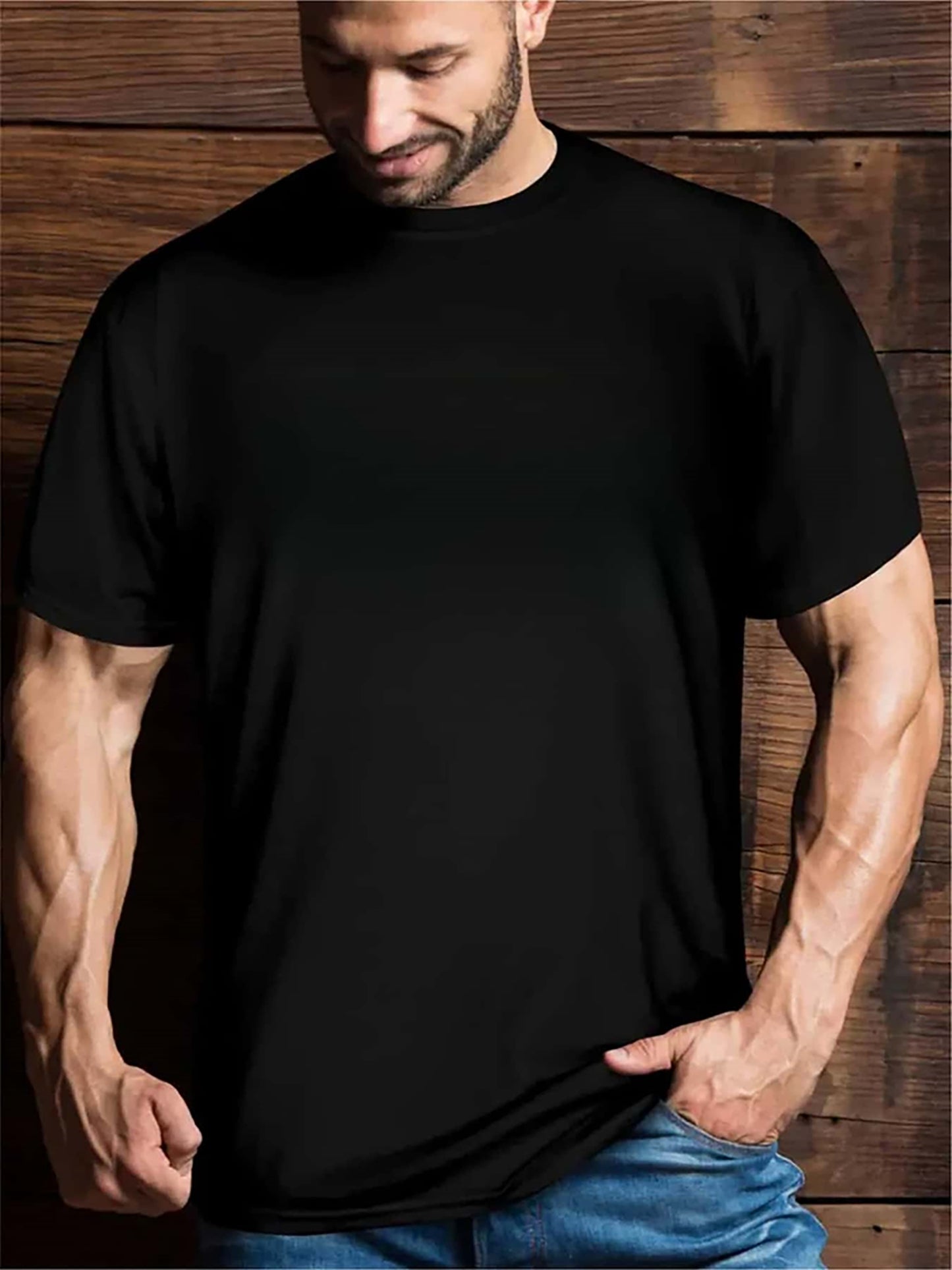 Men's Plus Size T-shirt, Creative Illustration Pattern Short Sleeve T-shirt, Suitable For Tall And Strong Men, Outdoor Sports Top