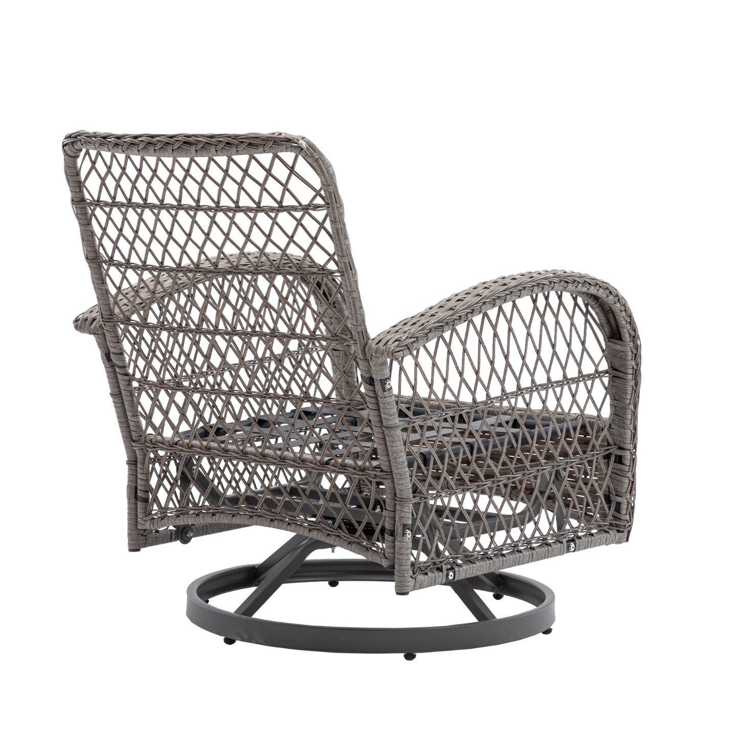 3pc Outdoor Swivel Rocker Chairs, 360  Rocking Patio Set With Thick Cushions