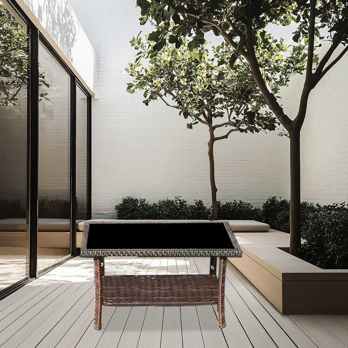 Outdoor Recreation, Courtyard Garden, Rattan Table And Chair Combination
