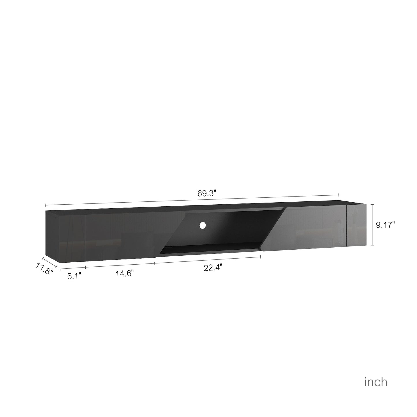 Floating TV Stand Wall Mounted With 16 Color LEDs, Modern TV Stand, Floating TV Cabinet Entertainment Center For 55 60 65 Inch TV,Black