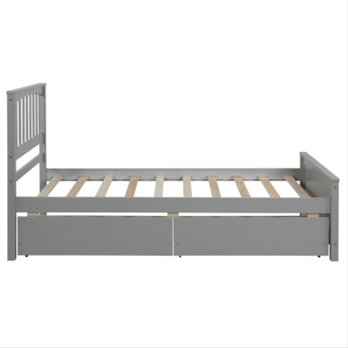 Twin Size Platform Bed With Two Drawers, Gray