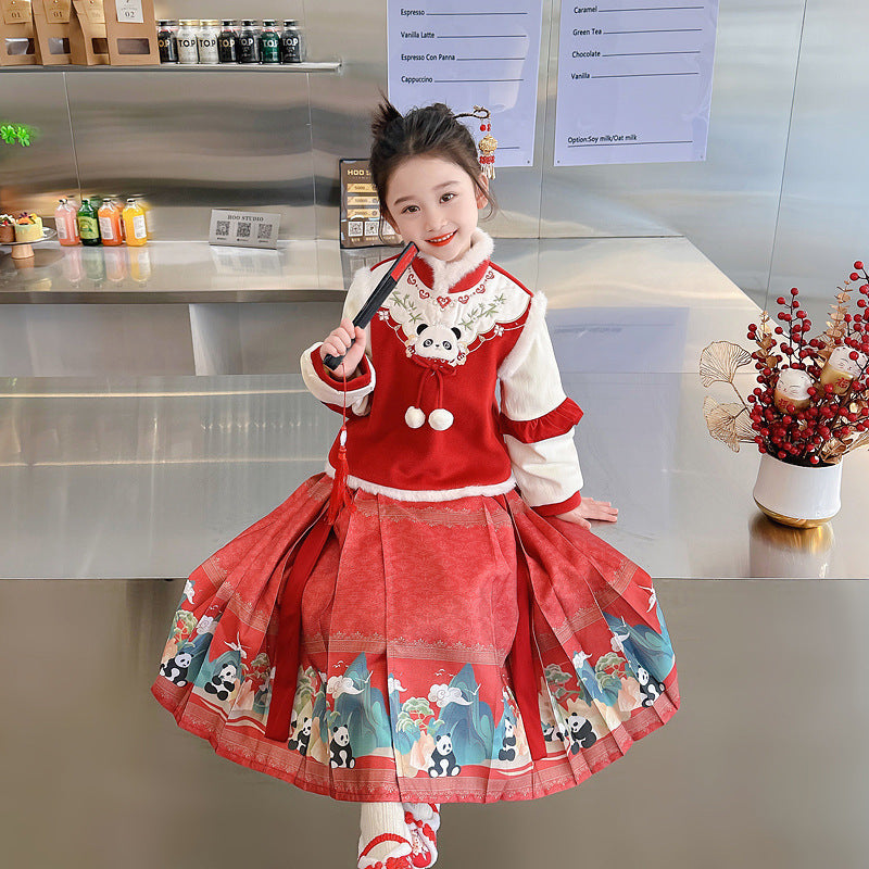 Girls' Horse-face Skirt Clothes Suit Winter