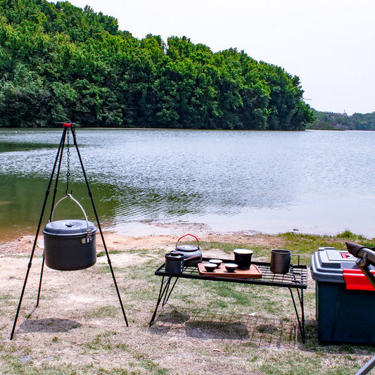 Outdoor Camping Portable Pot Tripod Hanging Pot Rack
