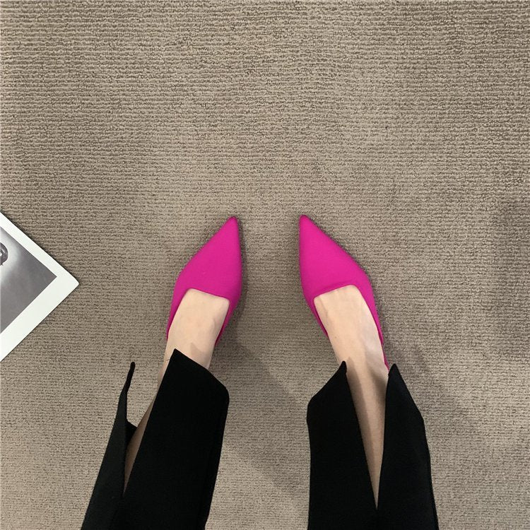Outer toe high heel half slippers