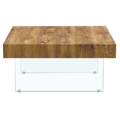 Natural Style Square MDF Coffee Table  31.5x31.5 With Tempered Glass Legs.Density Board Sticker,Reinforced Glass