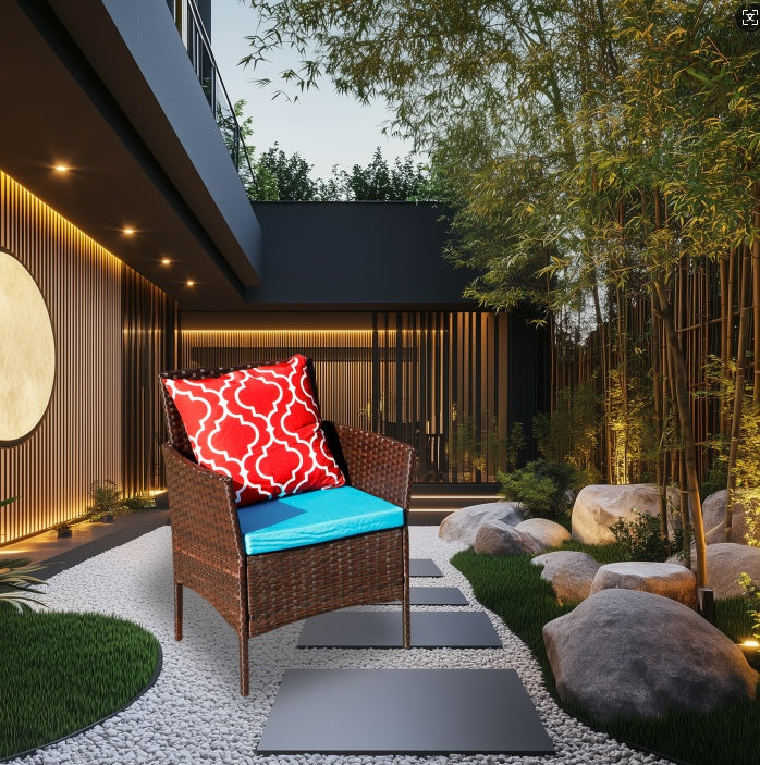 Outdoor Recreation, Courtyard Garden, Rattan Table And Chair Combination