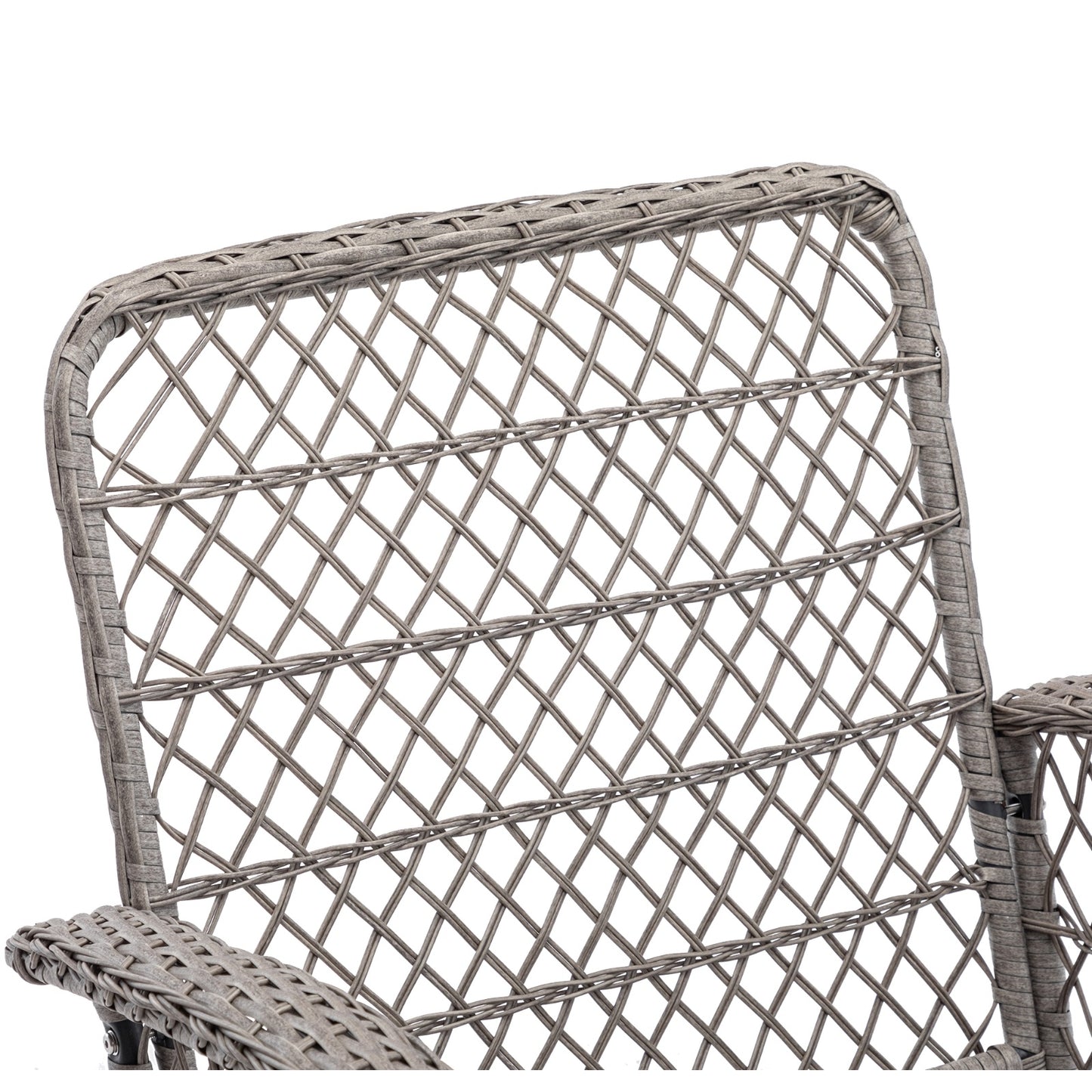 3pc Outdoor Swivel Rocker Chairs, 360  Rocking Patio Set With Thick Cushions