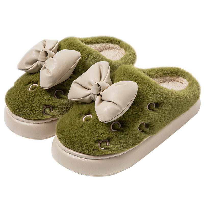 Ladies Bow Home Slippers Platform