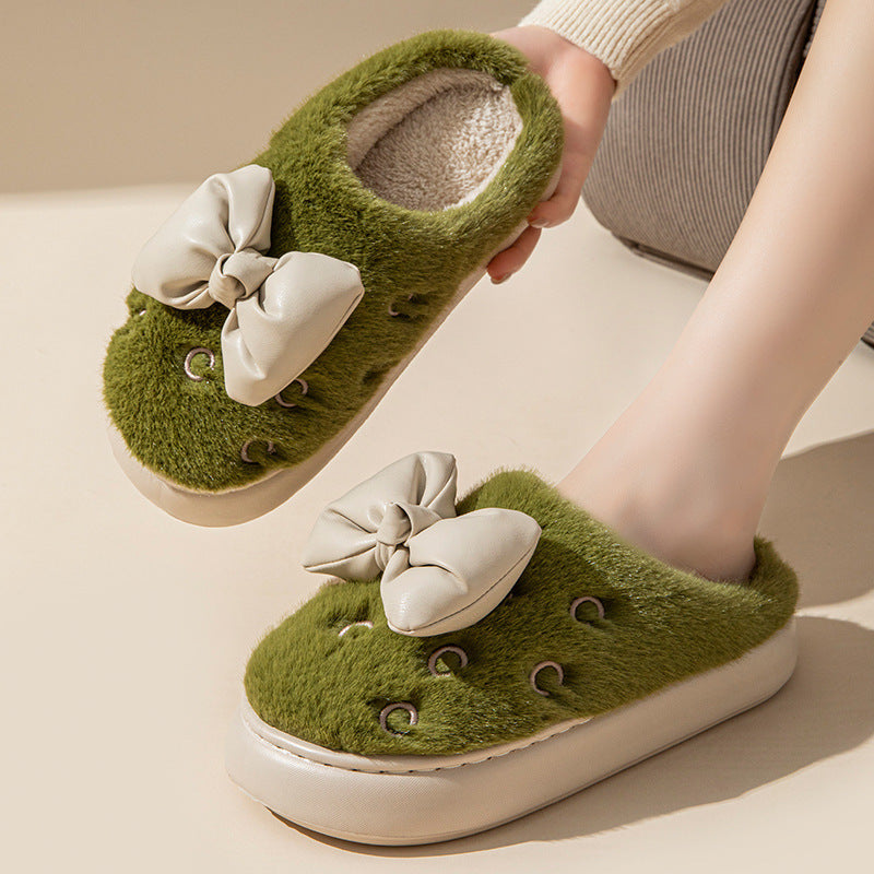 Ladies Bow Home Slippers Platform