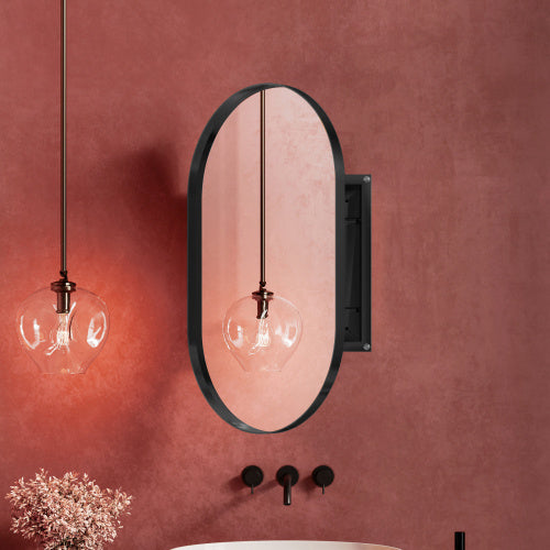 20x34 Inch Oval Recessed Metal Frame Bathroom Wall Cabinet With Mirror And Adjustable Shelves Unavailable Platforms- Temu