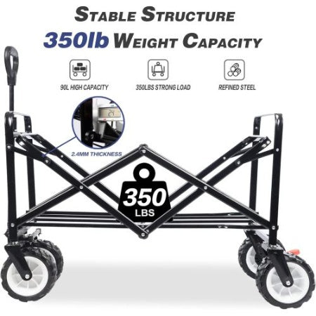 Collapsible Heavy Duty Beach Wagon Cart Outdoor Folding Utility Camping Garden Beach Cart With Universal Wheels Adjustable Handle Shopping