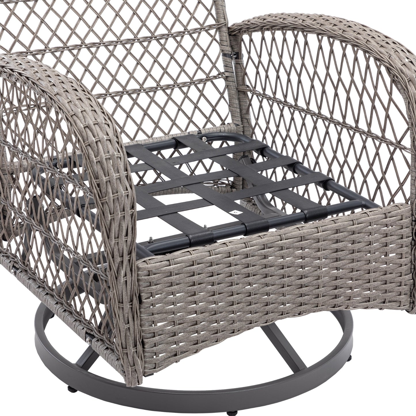 3pc Outdoor Swivel Rocker Chairs, 360  Rocking Patio Set With Thick Cushions