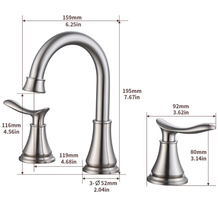 2-Handle 8 Inch Widespread Bathroom Sink Faucet Brushed Nickel Lavatory Faucet 3 Hole 360 Swivel Spout Vanity Sink Basin Faucets With Pop Up Drain Assembly And CUPC Water Supply Hoses