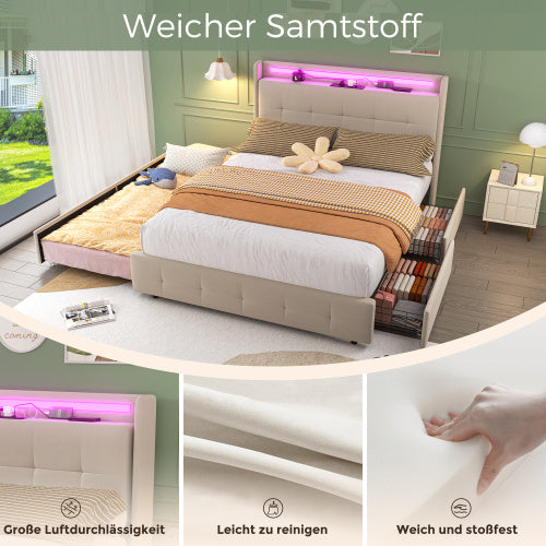 Wood, Metal, Bed Frame
