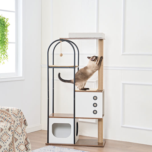 Cat Climbing Frame,Cat Tree,Modern Cat Tower, Multi-Level Cat Condo With 1 Caves,2 Scratching Posts,Perch,for Indoor Cats